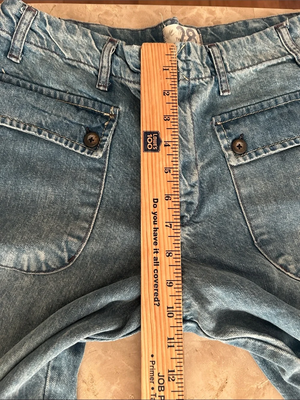 Free People Rory Slim Straight Jeans Seamed Button Pockets Tab Cuff Hems Size 28